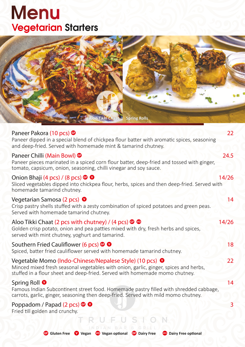 Menu Trufusion Indian Bar & Grill-1